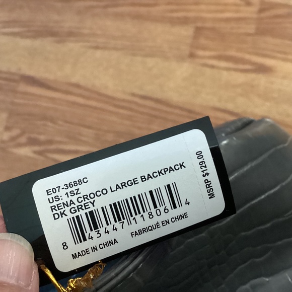 BEBE Dark Gray Rena Croco Large Backpack - Picture 8 of 8